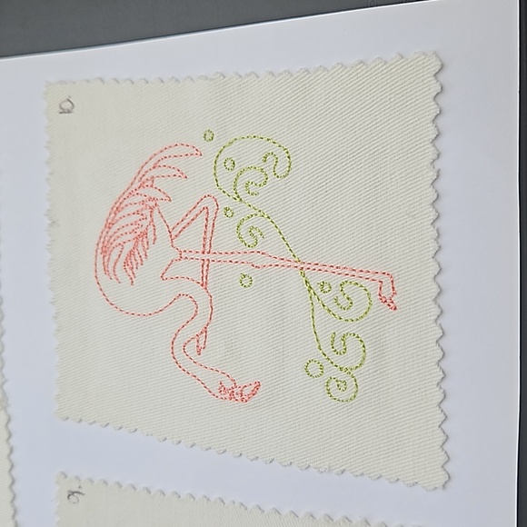 Hand Crafted Other - Handmade machine embroidery flamingo patch